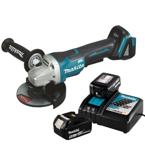 DGA408RTJ1 Máy mài góc dùng pin Makita (100mm/công tắc bóp/ (kèm 02 pin 5.0 + sạc nhanh)