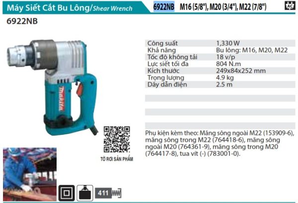 6922NB  Máy Siết Cắt Bu Lông