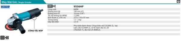9556HP  Máy Mài Góc(100mm/840w/công Tắc Bóp)