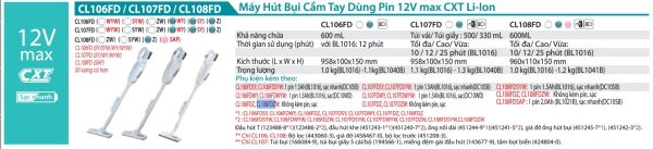 CL106FDZ  Máy Hút Bụi Dùng Pin(12v Max) (không Kèm Pin Sạc)