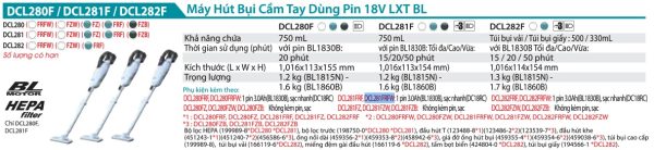 DCL281FRF  Máy Hút Bụi Dùng Pin(hepa/bl)(18v) (kèm 01 Pin 3.0 + Sạc)