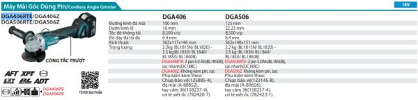 DGA406RTE Máy Mài Góc Dùng Pin(100mm/công Tắc Trượ (không Kèm Pin Sạc)