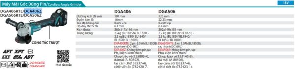 DGA406Z  Máy Mài Góc Dùng Pin(100mm/công Tắc Trượ (không Kèm Pin Sạc)