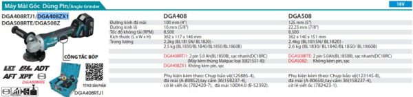 DGA408ZX1  Máy Mài Góc Dùng Pin(100mm/công Tắc Bóp/ (không Kèm Pin Sạc)