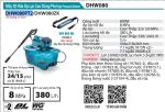DHW080PT2  Máy Xịt Rửa Áp Lực Cao Dùng Pin(bl) (kèm 02 Pin 5.0 + Sạc Nhanh)