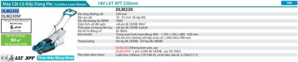 DLM230Z  Máy Cắt Cỏ Đẩy Dùng Pin(230mm)(18v) (không Kèm Pin Sạc)