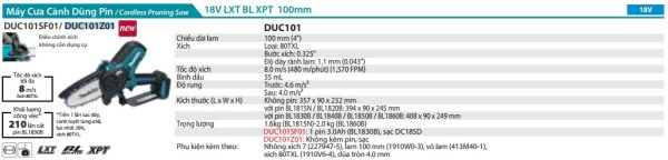 DUC101Z01  Máy Cưa Cành Dùng Pin(100mm/bl)(18v)