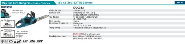 DUC353Z  Máy Cưa Xích Dùng Pin(350mm/90pxbl) (không Kèm Pin Sạc)