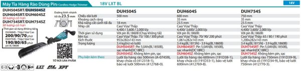 DUH504SZ  Máy Tỉa Hàng Rào Dùng Pin(500mm/lưỡi Đơn (không Kèm Pin Sạc)