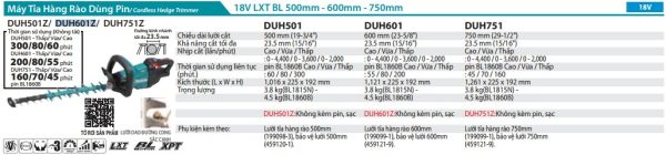 DUH601Z  Máy Tỉa Hàng Rào Dùng Pin(600mm/bl)(18v) (không Kèm Pin Sạc)