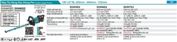 DUH602Z  Máy Tỉa Hàng Rào Dùng Pin(600mm/bl)(18v) (không Kèm Pin Sạc)