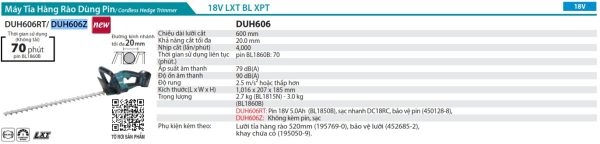 DUH606Z  Máy Tỉa Hàng Rào Dùng Pin(600mm/bl)(18v) (không Kèm Pin Sạc)