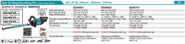 DUH751Z  Máy Tỉa Hàng Rào Dùng Pin(750mm/bl)(18v) (không Kèm Pin Sạc)