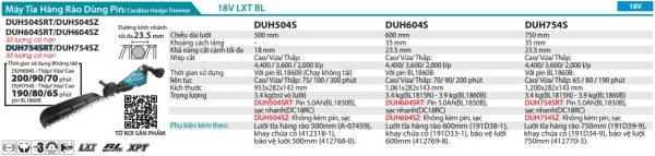 DUH754SRT  Máy Tỉa Hàng Rào Dùng Pin(750mm/bl)(18v) (kèm 01 Pin 5.0 + Sạc Nhanh)