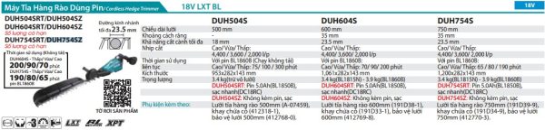 DUH754SZ  Máy Tỉa Hàng Rào Dùng Pin(750mm/bl)(18v) (không Kèm Pin Sạc)