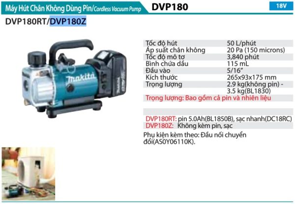 DVP180Z  Máy Hút Chân Không Dùng Pin(18v) (không Kèm Pin Sạc)