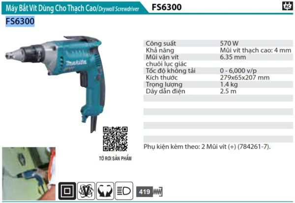 FS6300  Máy Vặn Vít Dùng Cho Thạch Cao