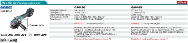 GA042GZ  Máy Mài Góc Dùng Pin(100mm/công Tắc Bóp/ (không Kèm Pin Sạc)