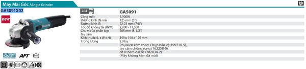 GA5091X02  Máy Mài Góc(125mm/1900w/công Tắc Trượt)