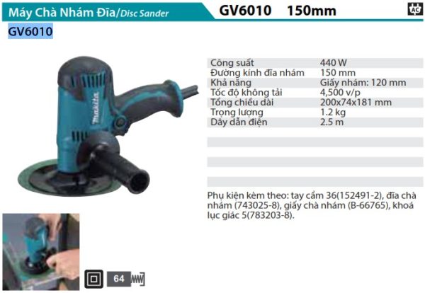 GV6010  Máy Chà Nhám Đĩa(150mm)