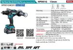 HP001GZ  Máy Khoan Búa Và Vặn Vít Dùng Pin(bl)(40 (không Kèm Pin Sạc)