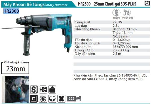 HR2300  Máy Khoan Bê Tông(chuôi Gài