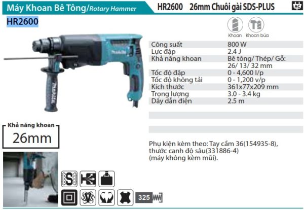 HR2600  Máy Khoan Bê Tông(chuôi Gài