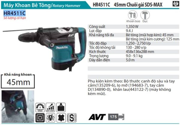 HR4511C  Máy Khoan Bê Tông