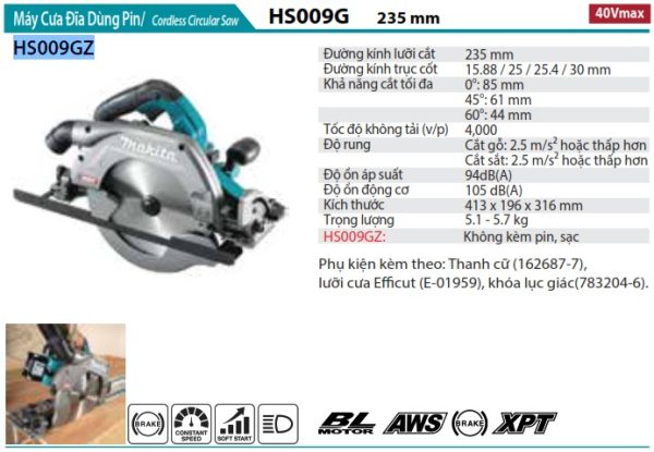 HS009GZ  Máy Cưa Đĩa Dùng Pin(235mm/có Thể Gắn Tr (không Kèm Pin Sạc)