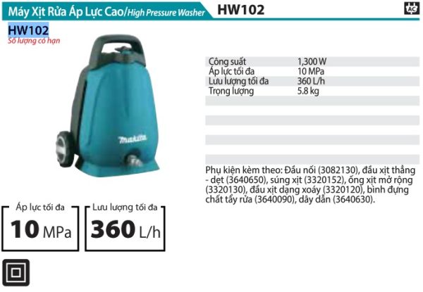 HW102  Máy Xịt Rửa Áp Lực Cao
