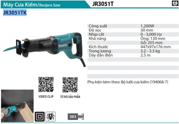 JR3051TK  Máy Cưa Kiếm