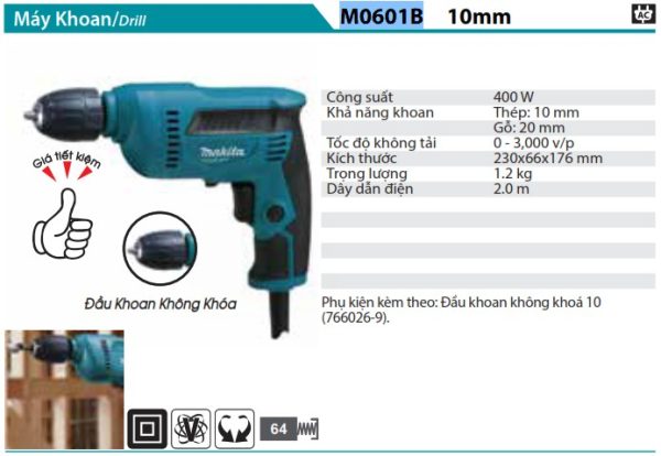 M0601B  Máy Khoan(10mm)