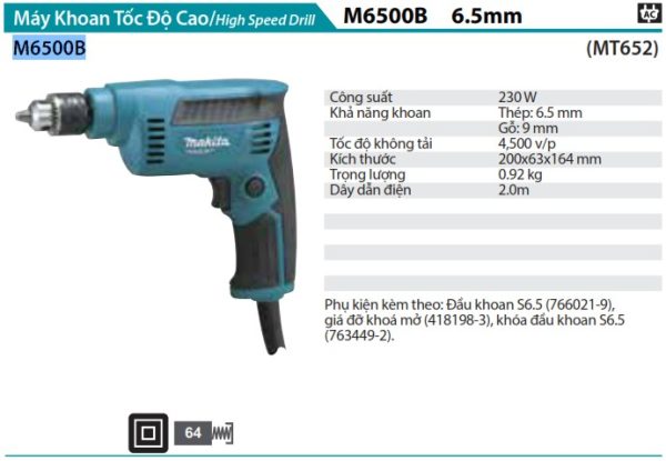 M6500B  Máy Khoan Tốc Độ Cao(6.5mm)