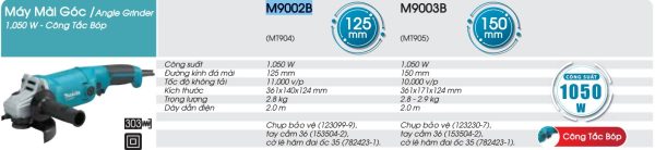 M9002B  Máy Mài Góc(125mm/1050w/công Tắc Bóp)