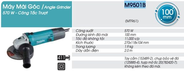 M9501B  Máy Mài Góc(100mm/570w/công Tắc Trượt)