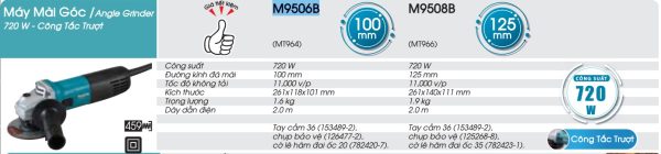 M9506B  Máy Mài Góc(100mm/720w/công Tắc Trượt)