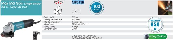M9513B  Máy Mài Góc(100mm/850w/công Tắc Đuôi)