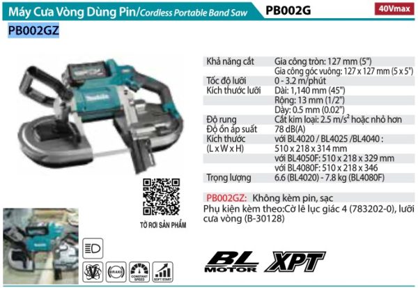 PB002GZ  Máy Cưa Vòng Dùng Pin(127x127mm/bl)(40v (không Kèm Pin Sạc)