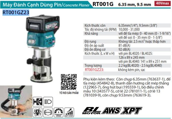 RT001GZ23  Máy Đánh Cạnh Dùng Pin(bl)(40v Max) (không Kèm Pin Sạc)