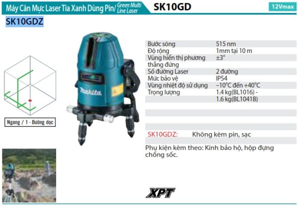 SK10GDZ  Máy Cân Mực Laser Tia Xanhdùng Pin(12v M (không Kèm Pin Sạc)