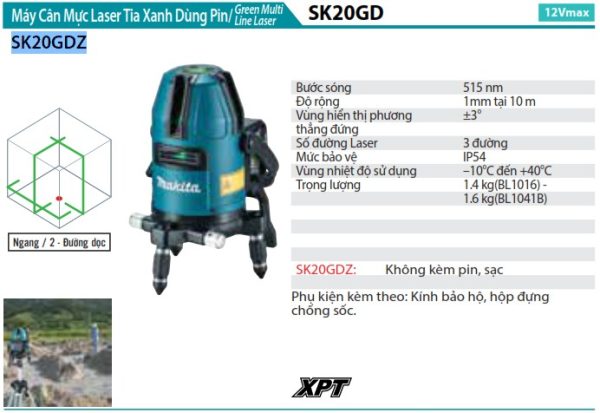 SK20GDZ  Máy Cân Mực Laser Tia Xanhdùng Pin(12v M (không Kèm Pin Sạc)