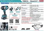 TW001GM204  Máy Siết Bu Lông Dùng Pin(19mm/ (kèm 02 Pin 4.0ah + Sạc Nhanh)