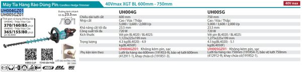 UH004GZ01  Máy Tỉa Hàng Rào Dùng Pin(600mm/bl)(40v (không Kèm Pin Sạc)
