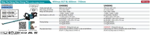 UH009GZ01  Máy Tỉa Hàng Rào Dùng Pin(750mm/bl)(40v (không Kèm Pin Sạc)
