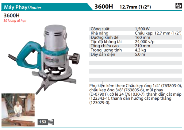 3600H  Máy Phay(12,7mm/1/2'')