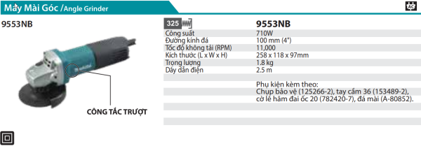 9553NB  Máy Mài Góc(100mm/710w/công Tắc Trượt)