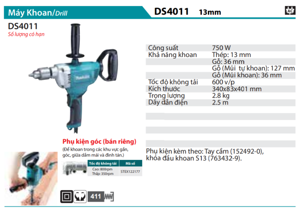 DS4011  Máy Khoan(13mm)