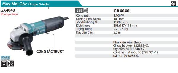 GA4040  Máy Mài Góc(100mm/1100w/công Tắc Trượt)