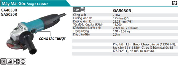 GA5030R  Máy Mài Góc(125mm/720w/công Tắc Trượt)