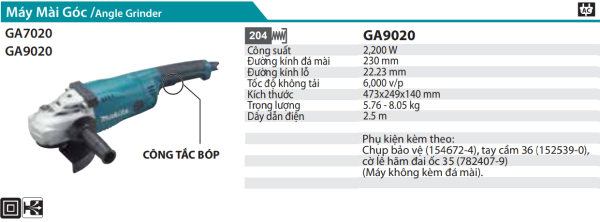 GA9020  Máy Mài Góc(230mm/2200w/công Tắc Bóp)
